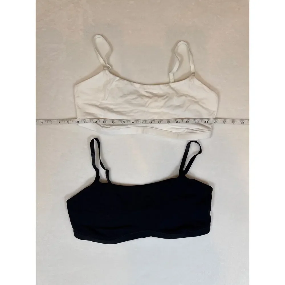 NWT Quince Organic Cotton Bralette 2 Pack in Black & White Size XL